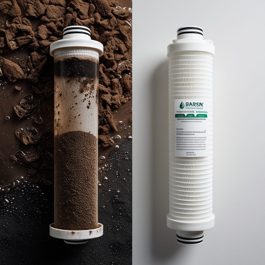 a sediment filter showing the dirt and sediment that was filtered