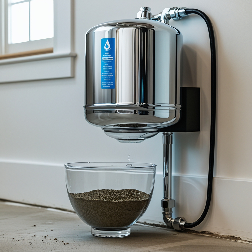 a picture showing sediment filter with details of the installed filter